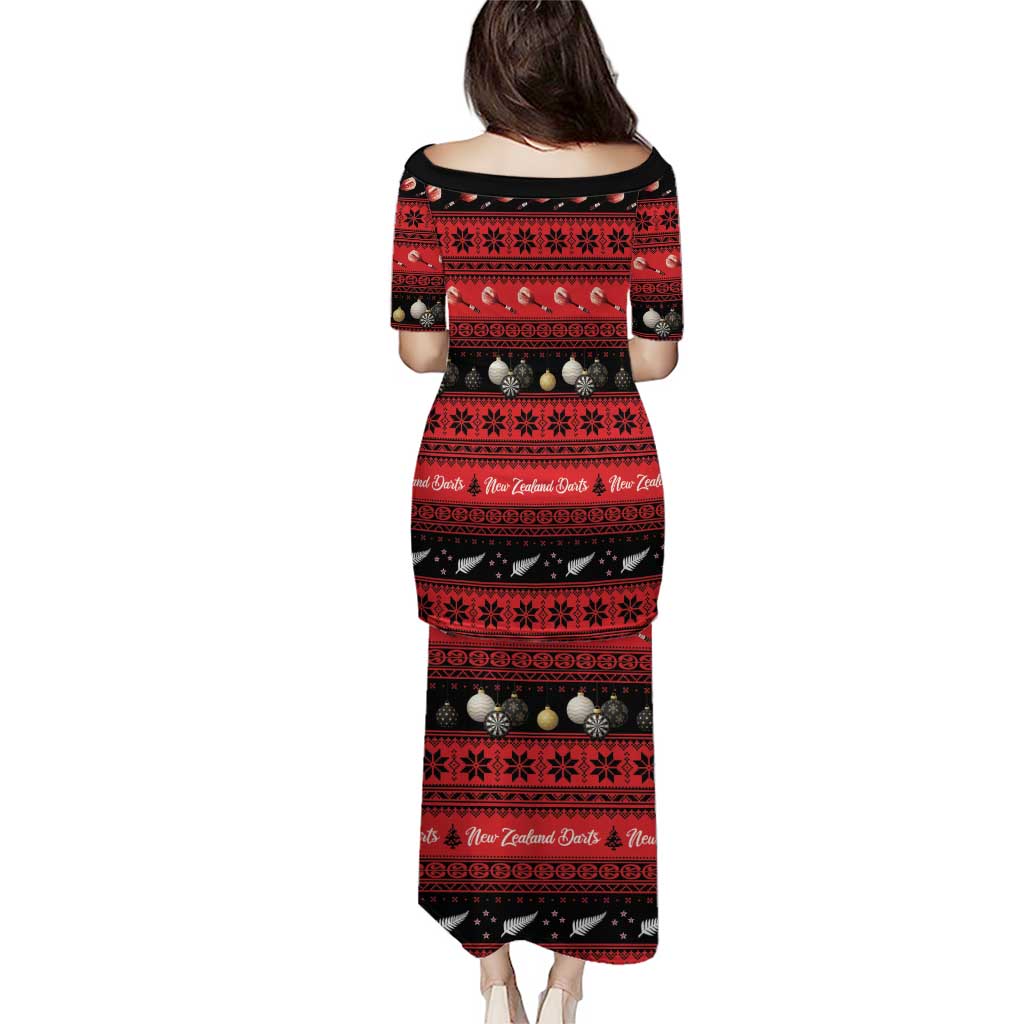 New Zealand Darts Christmas Puletasi Merry Xmas Aotearoa Maori Red LT14 - Polynesian Pride