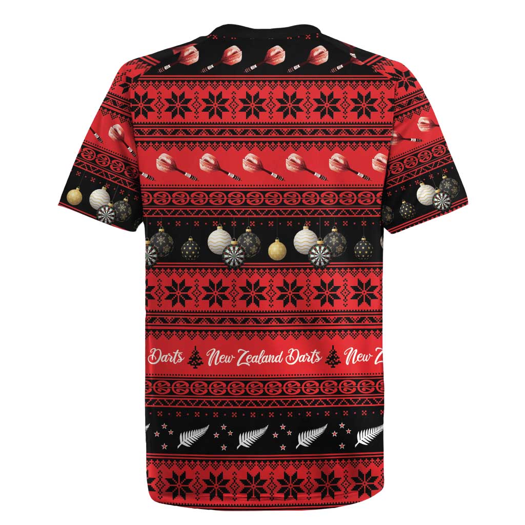 New Zealand Darts Christmas Rugby Jersey Merry Xmas Aotearoa Maori Red LT14 - Polynesian Pride