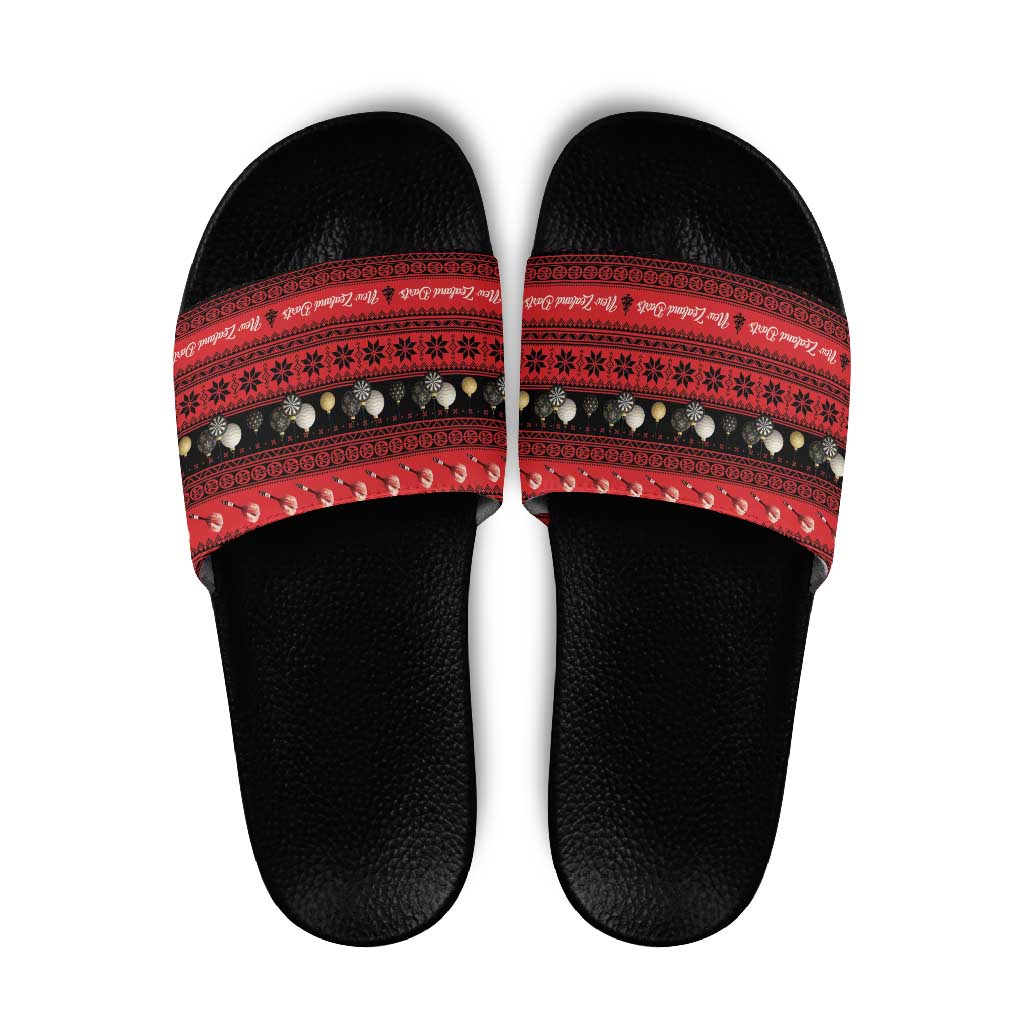 New Zealand Darts Christmas Slide Sandals Merry Xmas Aotearoa Maori Red LT14 Red - Polynesian Pride