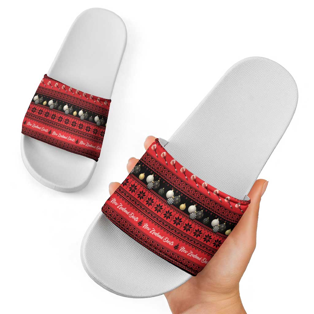 New Zealand Darts Christmas Slide Sandals Merry Xmas Aotearoa Maori Red LT14 - Polynesian Pride