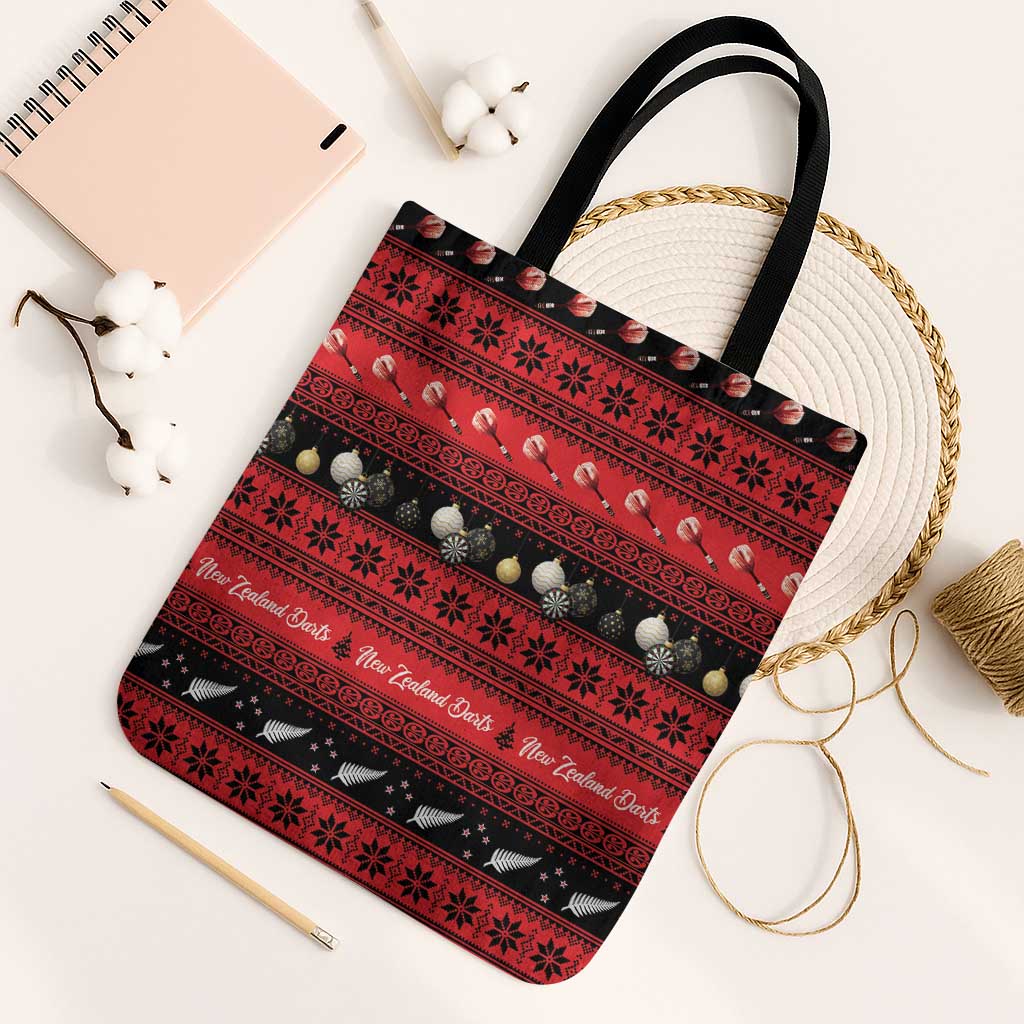 New Zealand Darts Christmas Tote Bag Merry Xmas Aotearoa Maori Red LT14 Black Strap One Size Red - Polynesian Pride
