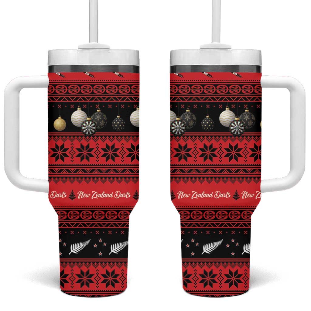 New Zealand Darts Christmas Tumbler With Handle Merry Xmas Aotearoa Maori Red LT14 One Size: 40 oz Red - Polynesian Pride