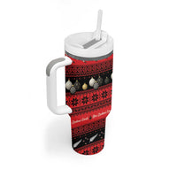 New Zealand Darts Christmas Tumbler With Handle Merry Xmas Aotearoa Maori Red LT14 - Polynesian Pride