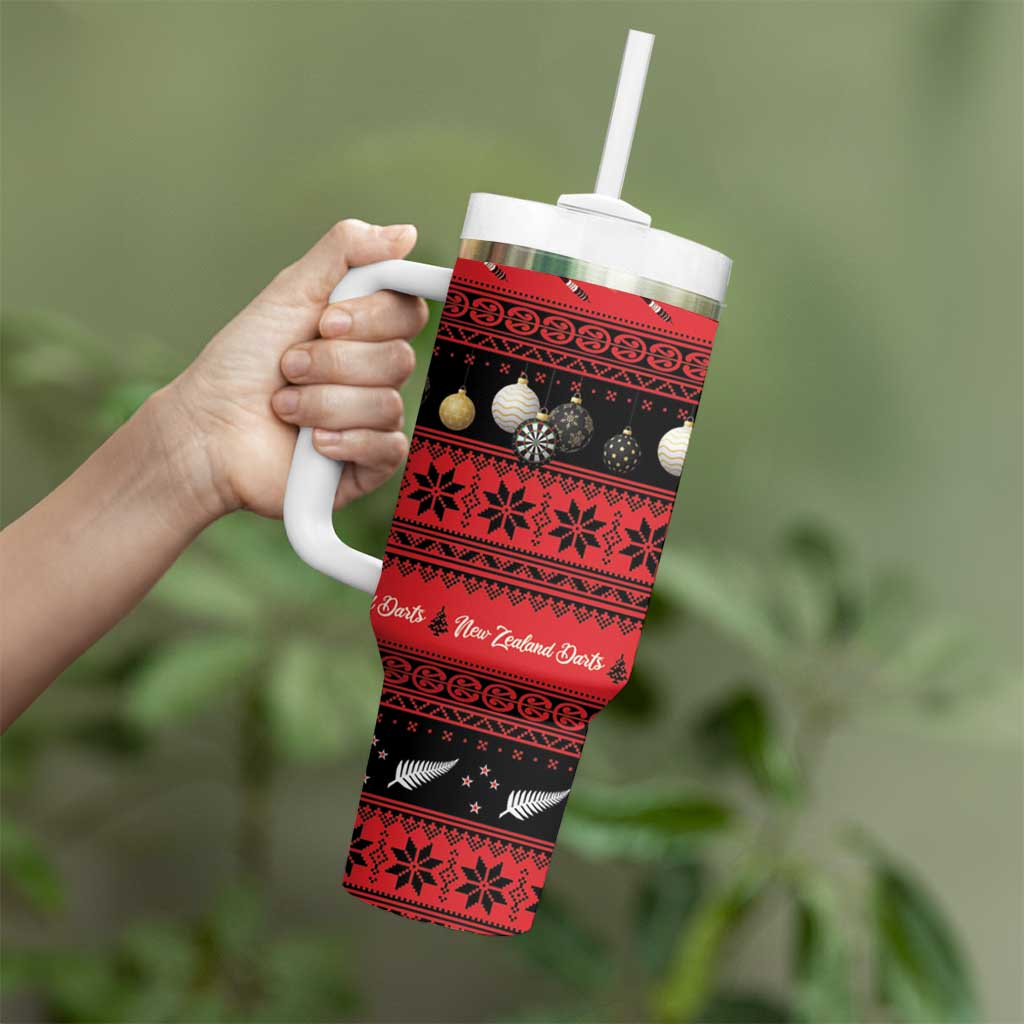 New Zealand Darts Christmas Tumbler With Handle Merry Xmas Aotearoa Maori Red LT14 - Polynesian Pride