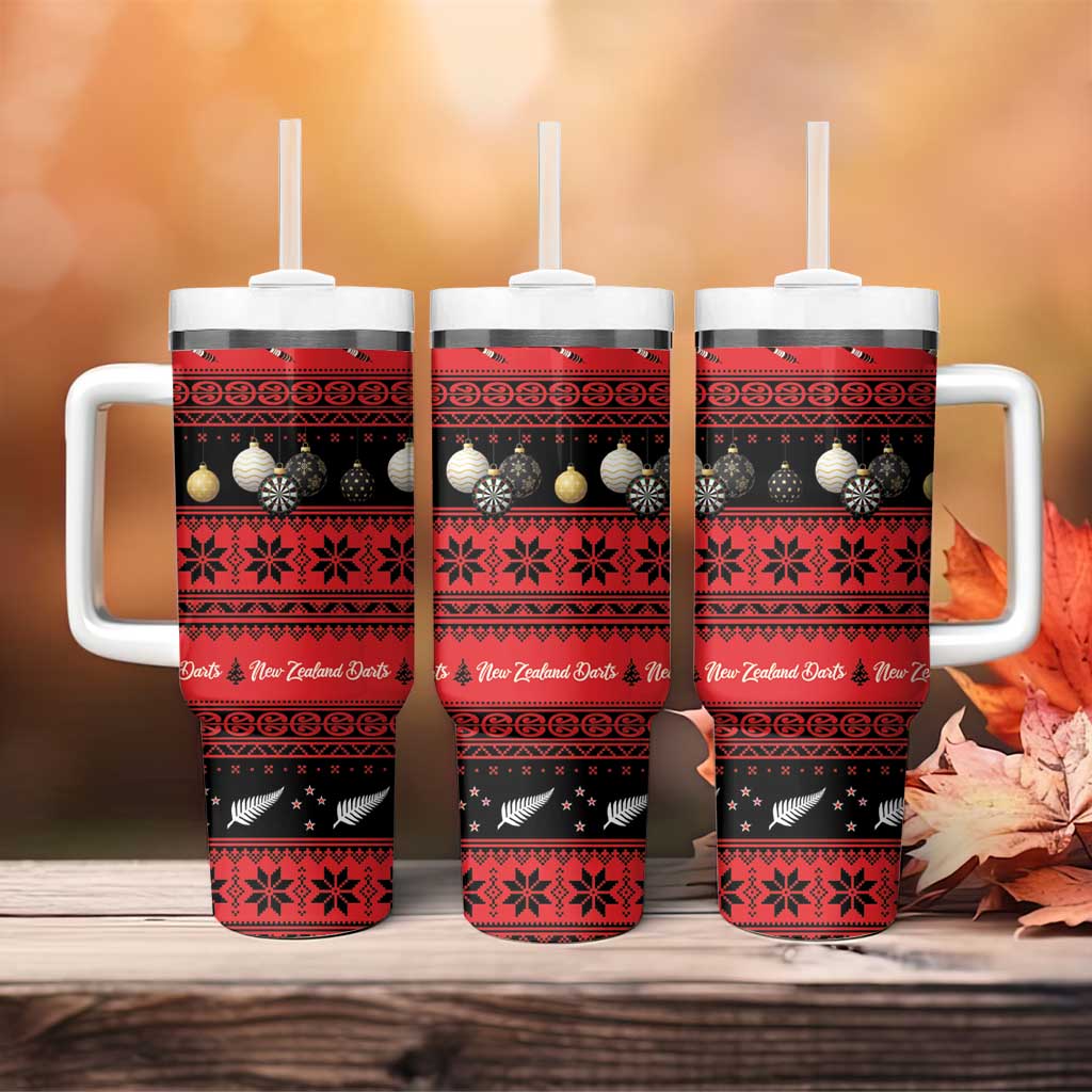 New Zealand Darts Christmas Tumbler With Handle Merry Xmas Aotearoa Maori Red LT14 - Polynesian Pride