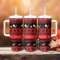 New Zealand Darts Christmas Tumbler With Handle Merry Xmas Aotearoa Maori Red LT14 - Polynesian Pride