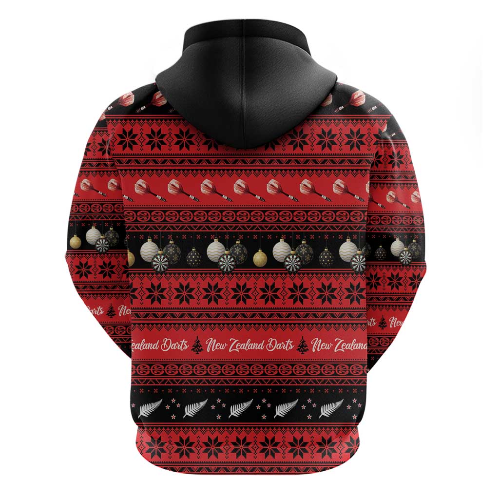 New Zealand Darts Christmas Zip Hoodie Merry Xmas Aotearoa Maori Red LT14 - Polynesian Pride