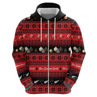 New Zealand Darts Christmas Zip Hoodie Merry Xmas Aotearoa Maori Red LT14 - Polynesian Pride