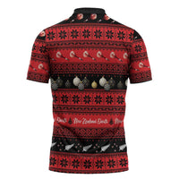 New Zealand Darts Christmas Zipper Polo Shirt Merry Xmas Aotearoa Maori Red LT14 - Polynesian Pride