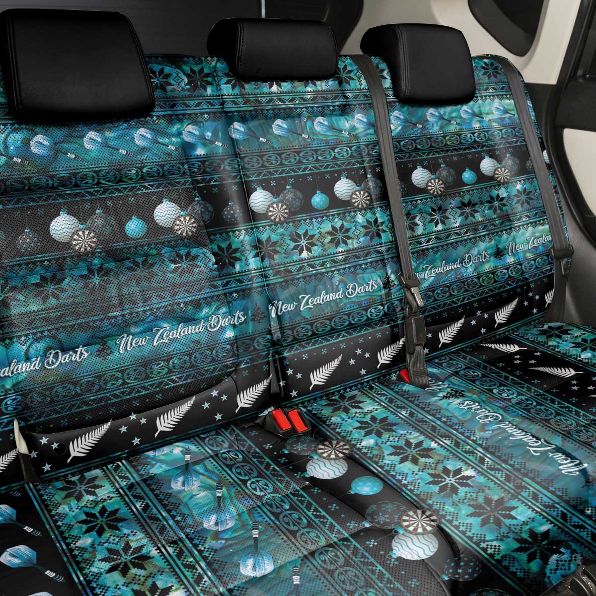 New Zealand Darts Christmas Back Car Seat Cover Merry Xmas Aotearoa Maori Paua Shell LT14 - Polynesian Pride