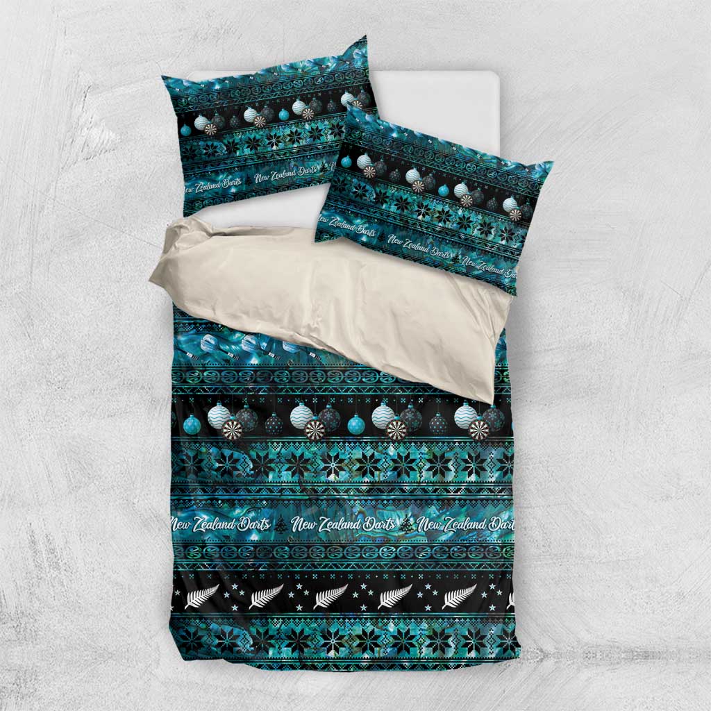 New Zealand Darts Christmas Bedding Set Merry Xmas Aotearoa Maori Paua Shell - Polynesian Pride