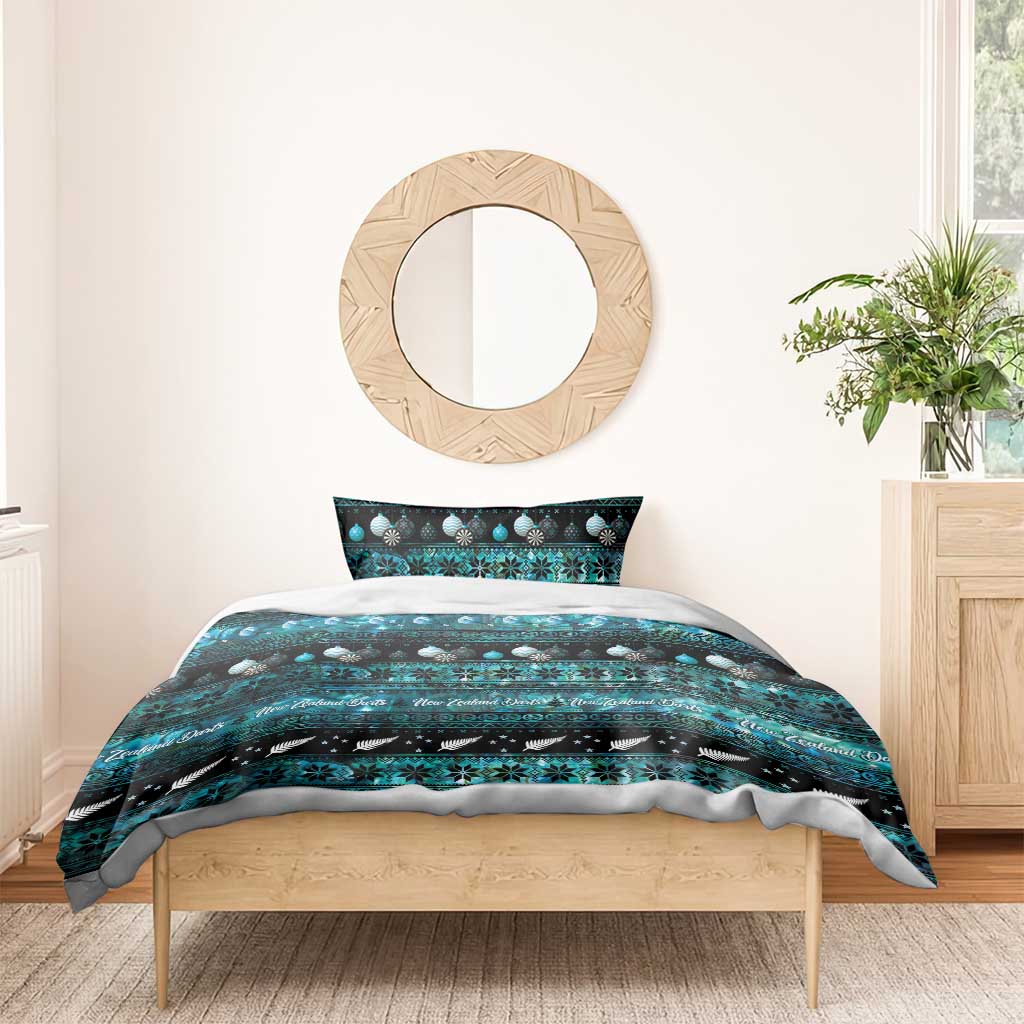 New Zealand Darts Christmas Bedding Set Merry Xmas Aotearoa Maori Paua Shell - Polynesian Pride