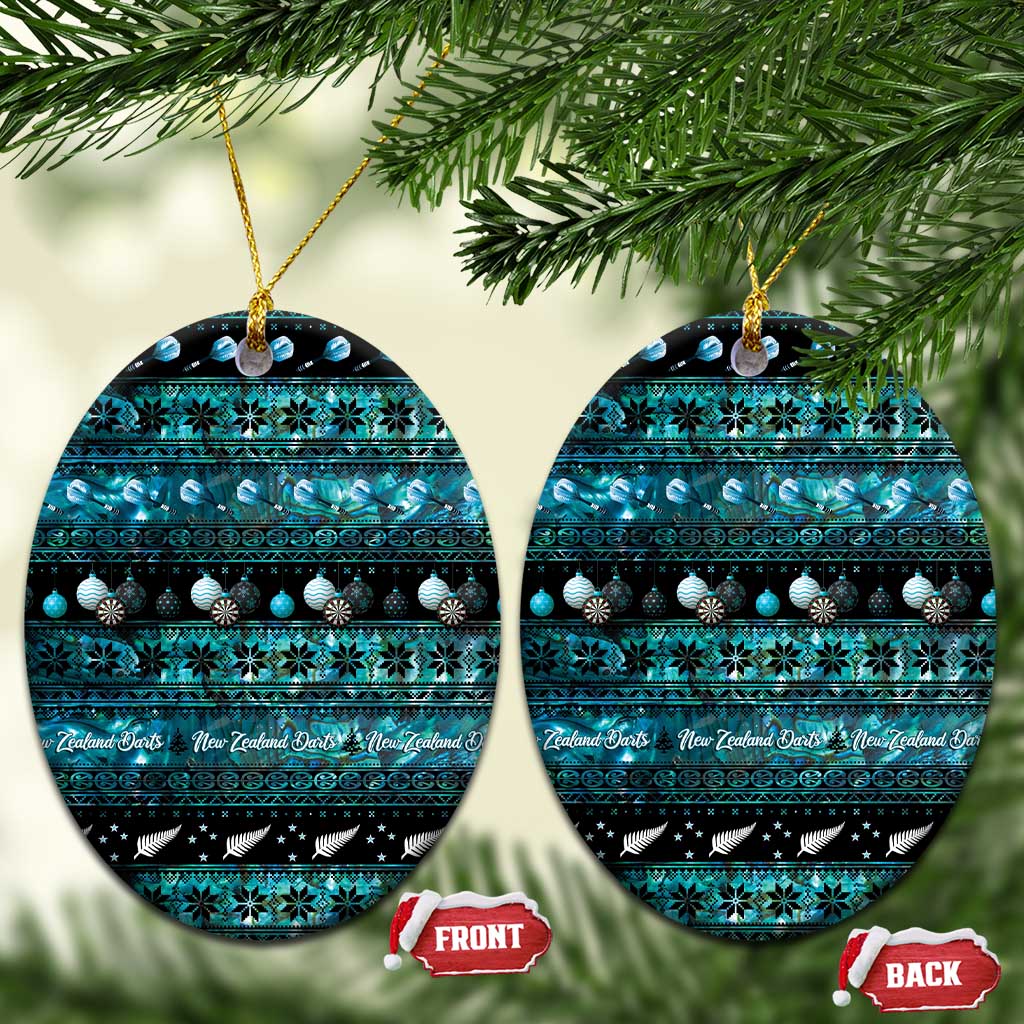 New Zealand Darts Christmas Ceramic Ornament Merry Xmas Aotearoa Maori Paua Shell - Polynesian Pride
