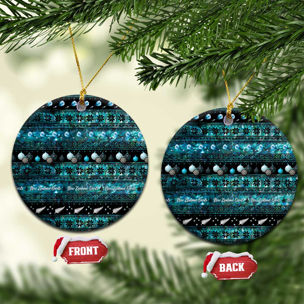 New Zealand Darts Christmas Ceramic Ornament Merry Xmas Aotearoa Maori Paua Shell - Polynesian Pride