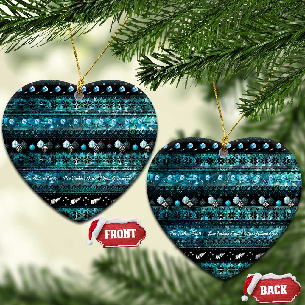 New Zealand Darts Christmas Ceramic Ornament Merry Xmas Aotearoa Maori Paua Shell - Polynesian Pride