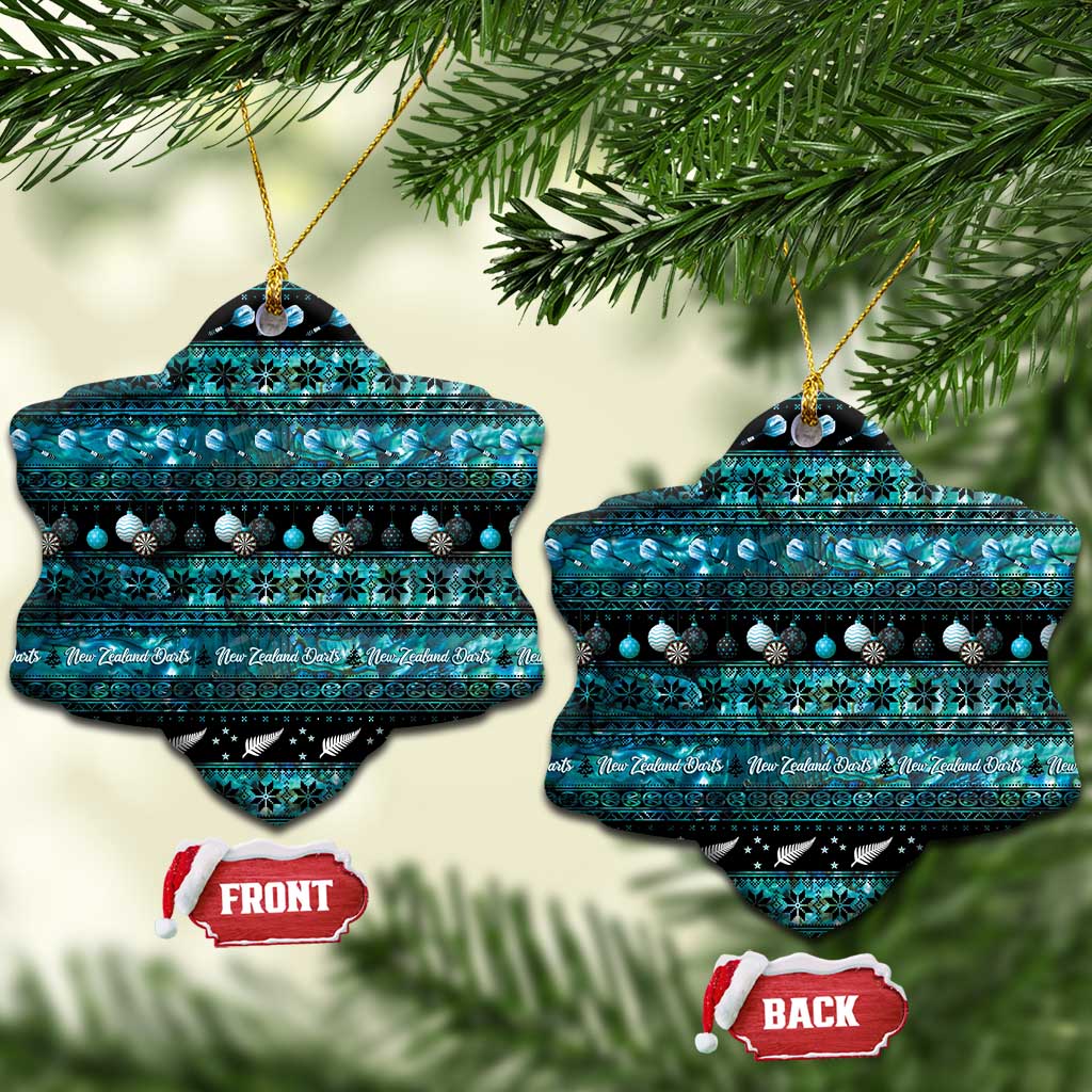 New Zealand Darts Christmas Ceramic Ornament Merry Xmas Aotearoa Maori Paua Shell - Polynesian Pride