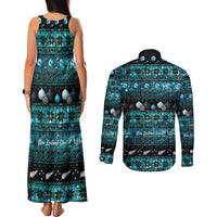 New Zealand Darts Christmas Couples Matching Tank Maxi Dress and Long Sleeve Button Shirt Merry Xmas Aotearoa Maori Paua Shell LT14 - Polynesian Pride