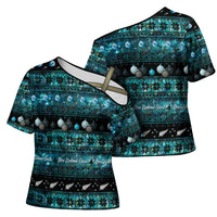 New Zealand Darts Christmas Cross Shoulder Shirt Merry Xmas Aotearoa Maori Paua Shell - Polynesian Pride