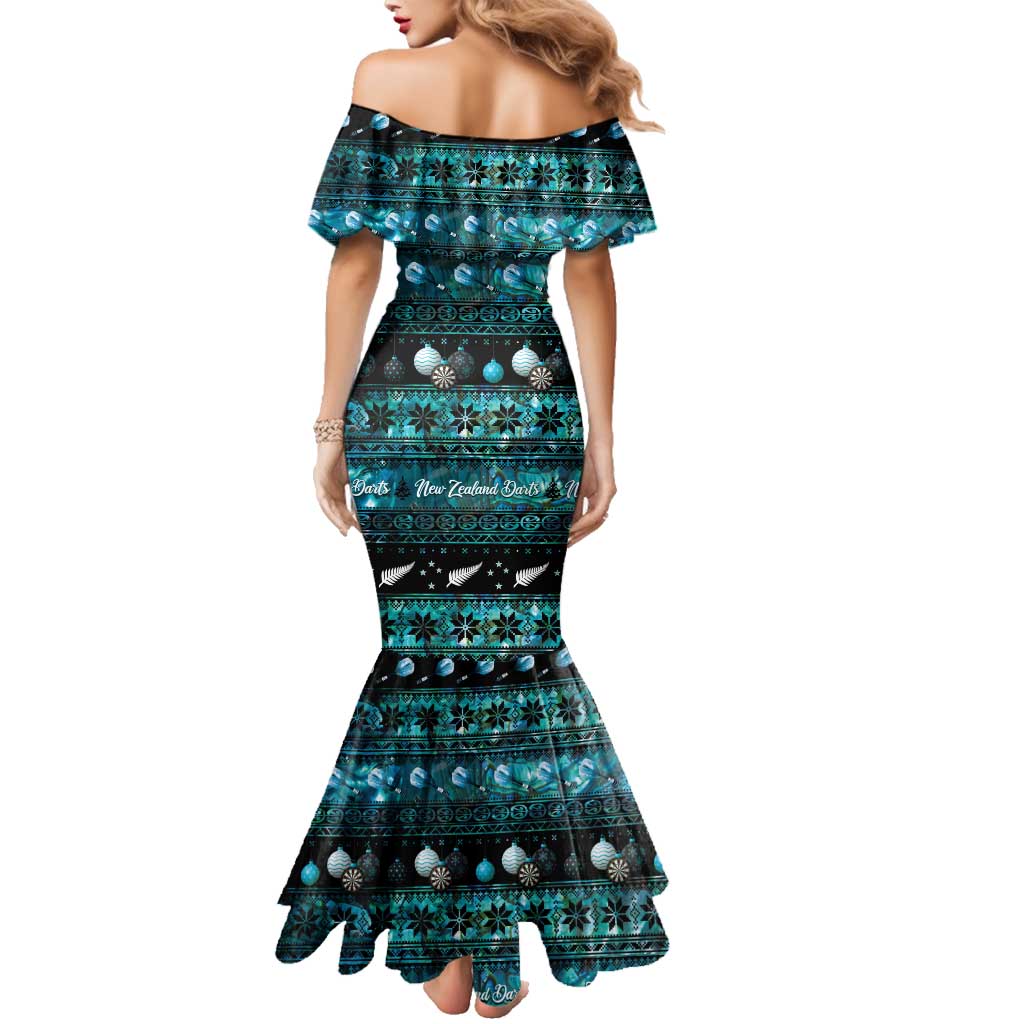 New Zealand Darts Christmas Family Matching Mermaid Dress and Hawaiian Shirt Merry Xmas Aotearoa Maori Paua Shell LT14 - Polynesian Pride