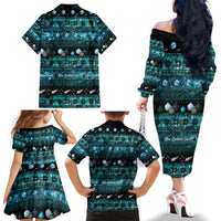 New Zealand Darts Christmas Family Matching Off The Shoulder Long Sleeve Dress and Hawaiian Shirt Merry Xmas Aotearoa Maori Paua Shell LT14 - Polynesian Pride