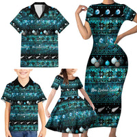 New Zealand Darts Christmas Family Matching Short Sleeve Bodycon Dress and Hawaiian Shirt Merry Xmas Aotearoa Maori Paua Shell LT14 - Polynesian Pride