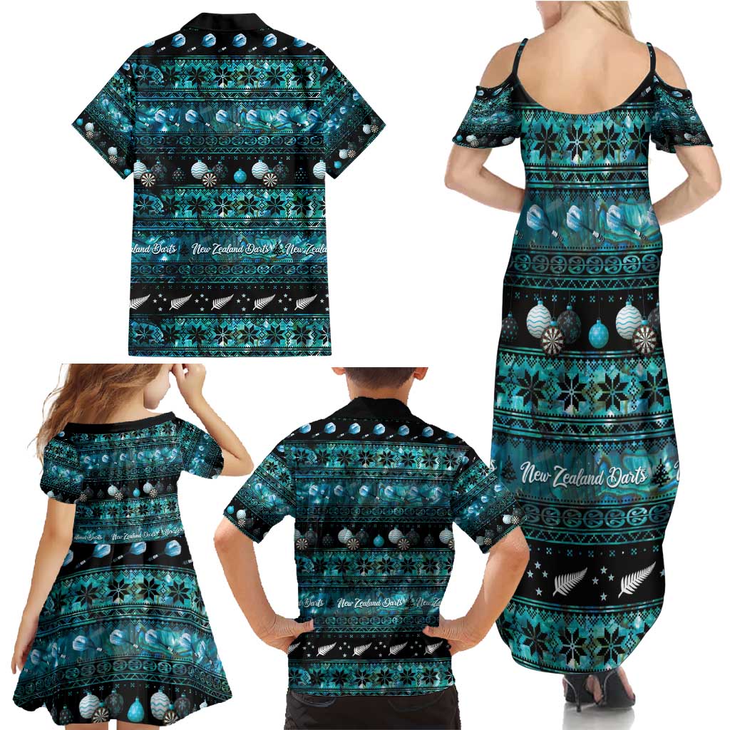 New Zealand Darts Christmas Family Matching Summer Maxi Dress and Hawaiian Shirt Merry Xmas Aotearoa Maori Paua Shell LT14 - Polynesian Pride