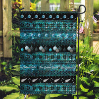 New Zealand Darts Christmas Garden Flag Merry Xmas Aotearoa Maori Paua Shell LT14 Garden Flag Cyan - Polynesian Pride
