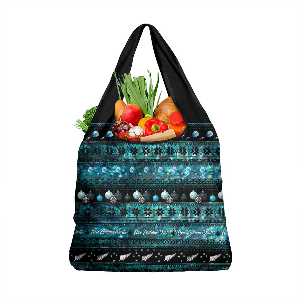 New Zealand Darts Christmas Grocery Bag Merry Xmas Aotearoa Maori Paua Shell LT14 1-pack One Size Cyan - Polynesian Pride