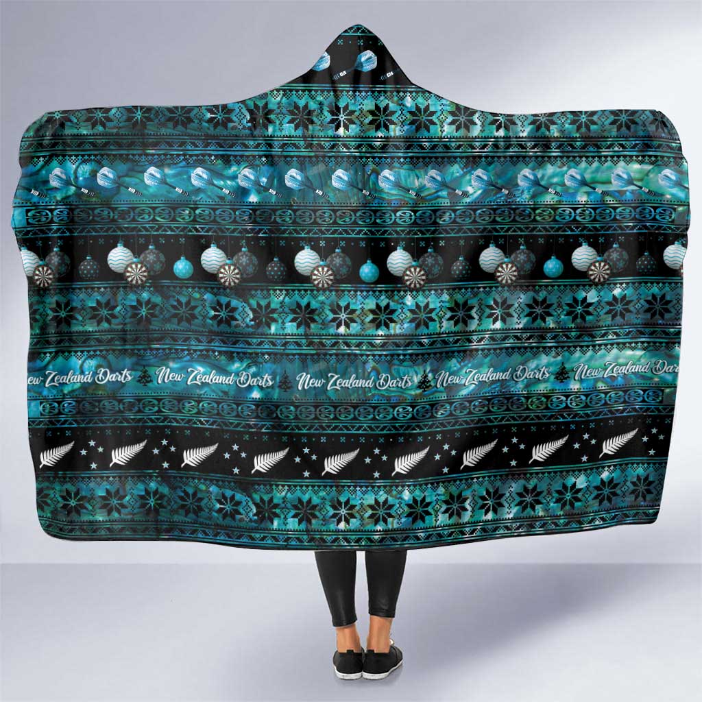 New Zealand Darts Christmas Hooded Blanket Merry Xmas Aotearoa Maori Paua Shell LT14 One Size Cyan - Polynesian Pride