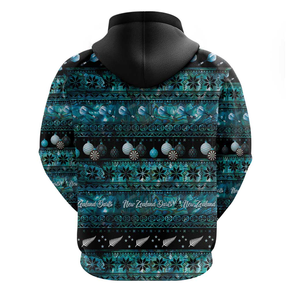 New Zealand Darts Christmas Hoodie Merry Xmas Aotearoa Maori Paua Shell LT14 - Polynesian Pride