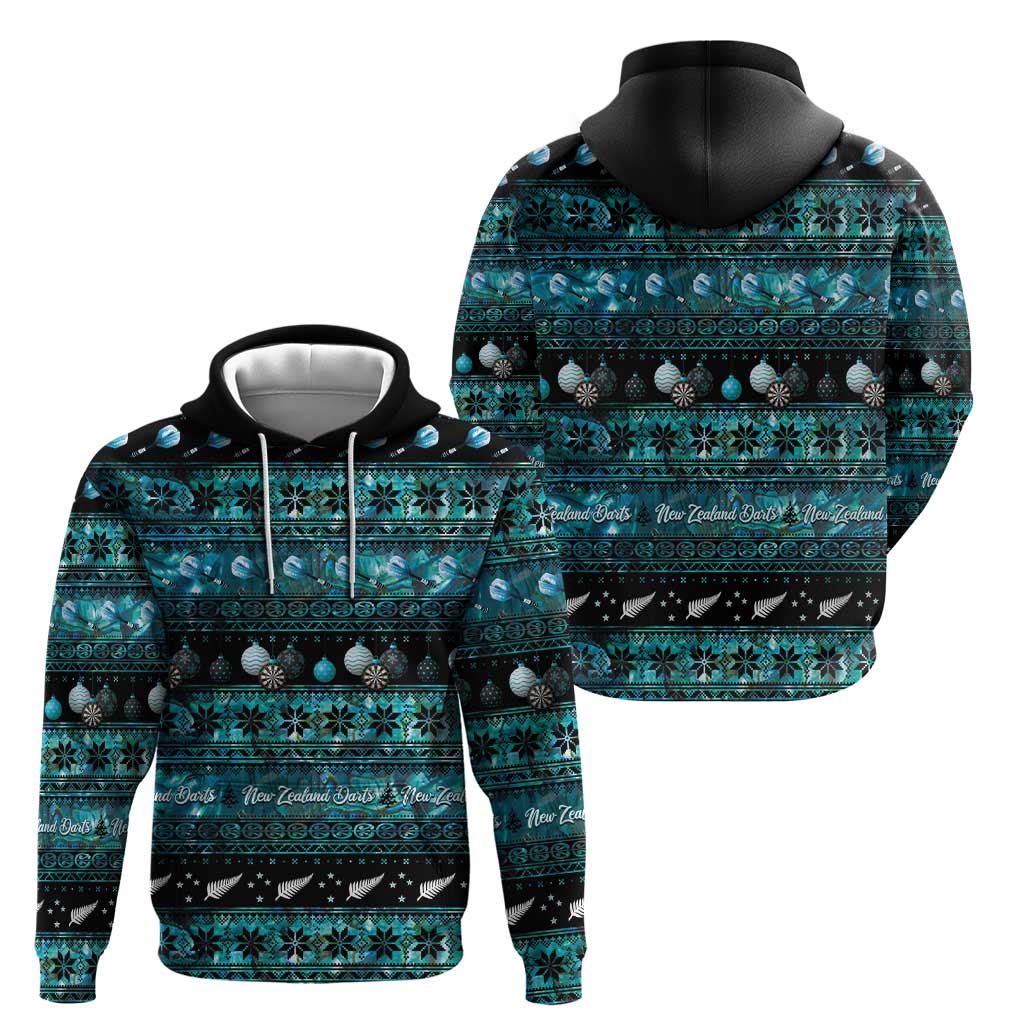 New Zealand Darts Christmas Hoodie Merry Xmas Aotearoa Maori Paua Shell LT14 - Polynesian Pride