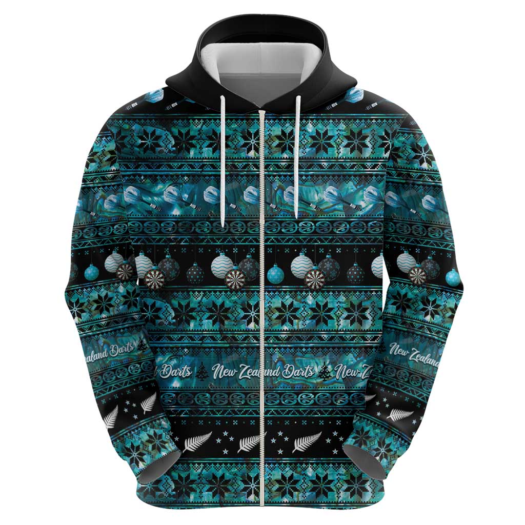 New Zealand Darts Christmas Hoodie Merry Xmas Aotearoa Maori Paua Shell LT14 - Polynesian Pride