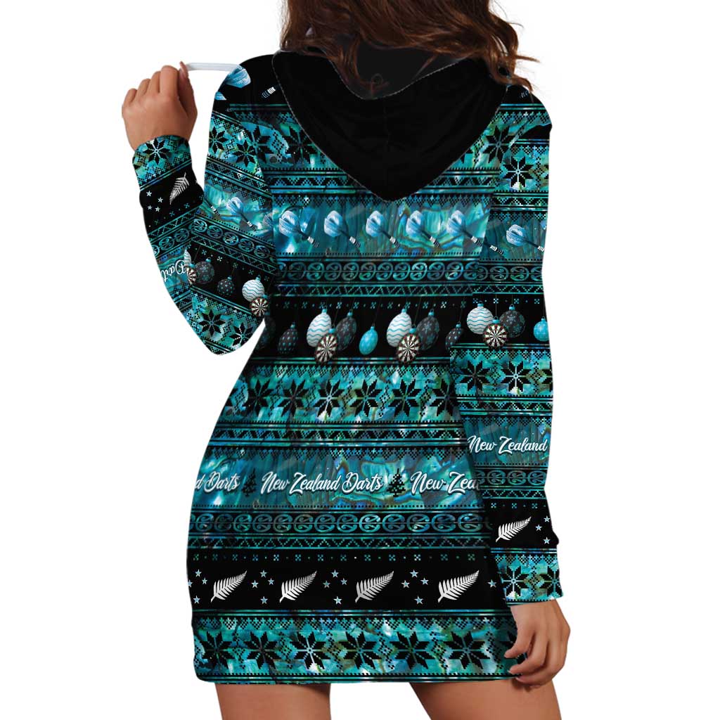 New Zealand Darts Christmas Hoodie Dress Merry Xmas Aotearoa Maori Paua Shell LT14 - Polynesian Pride