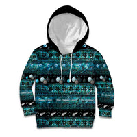 New Zealand Darts Christmas Kid Hoodie Merry Xmas Aotearoa Maori Paua Shell LT14 Hoodie Cyan - Polynesian Pride