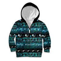 New Zealand Darts Christmas Kid Hoodie Merry Xmas Aotearoa Maori Paua Shell LT14 Zip Hoodie Cyan - Polynesian Pride
