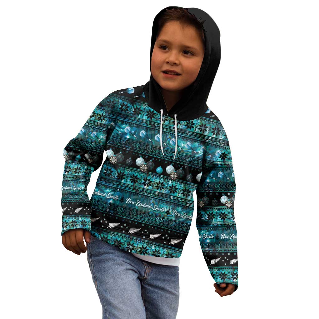 New Zealand Darts Christmas Kid Hoodie Merry Xmas Aotearoa Maori Paua Shell LT14 - Polynesian Pride