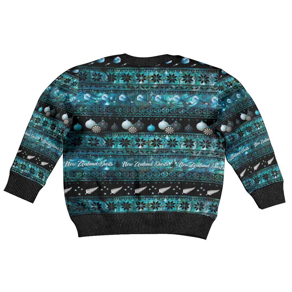 New Zealand Darts Christmas Kid Ugly Christmas Sweater Merry Xmas Aotearoa Maori Paua Shell LT14 - Polynesian Pride