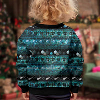 New Zealand Darts Christmas Kid Ugly Christmas Sweater Merry Xmas Aotearoa Maori Paua Shell LT14 - Polynesian Pride