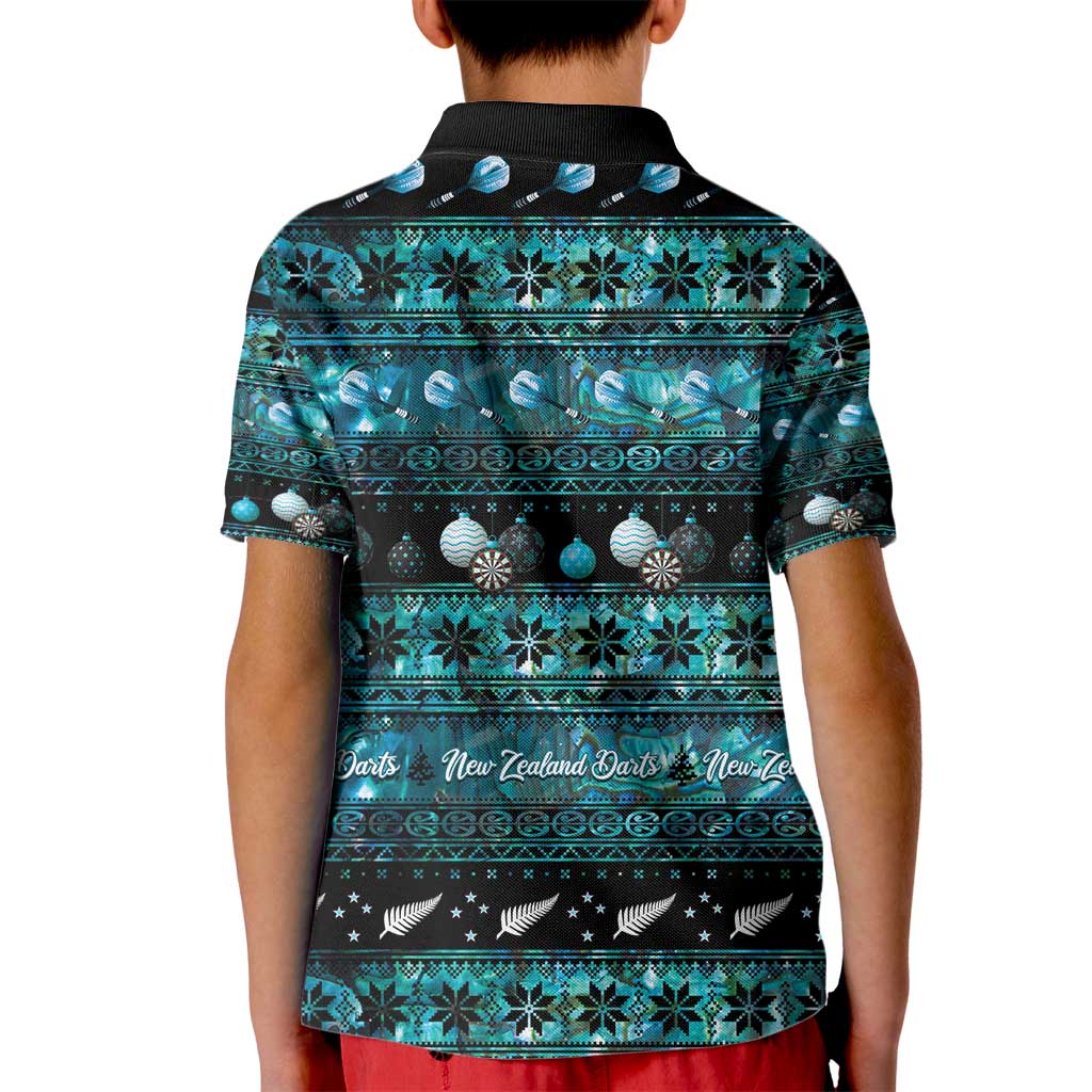 New Zealand Darts Christmas Kid Polo Shirt Merry Xmas Aotearoa Maori Paua Shell LT14 - Polynesian Pride