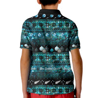New Zealand Darts Christmas Kid Polo Shirt Merry Xmas Aotearoa Maori Paua Shell LT14 - Polynesian Pride