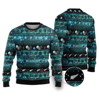 New Zealand Darts Christmas Ugly Christmas Sweater Merry Xmas Aotearoa Maori Paua Shell LT14 Cyan - Polynesian Pride