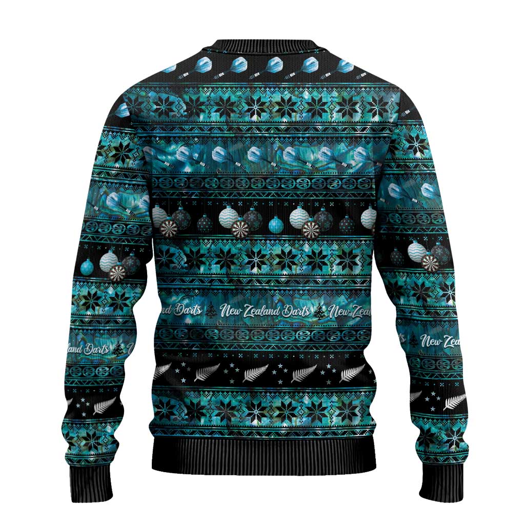 New Zealand Darts Christmas Ugly Christmas Sweater Merry Xmas Aotearoa Maori Paua Shell LT14 - Polynesian Pride