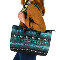 New Zealand Darts Christmas Leather Tote Bag Merry Xmas Aotearoa Maori Paua Shell LT14 Cyan - Polynesian Pride