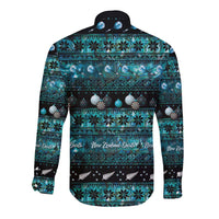 New Zealand Darts Christmas Long Sleeve Button Shirt Merry Xmas Aotearoa Maori Paua Shell LT14 - Polynesian Pride