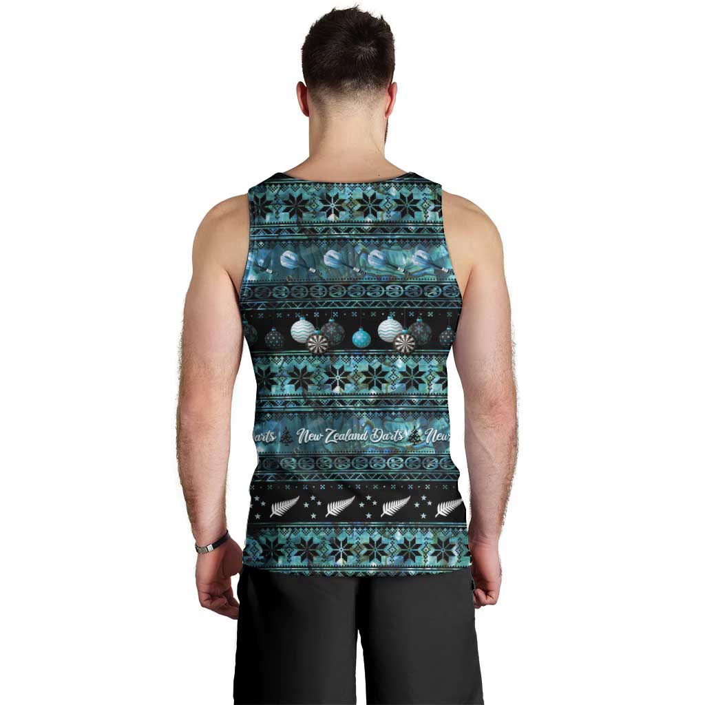 New Zealand Darts Christmas Men Tank Top Merry Xmas Aotearoa Maori Paua Shell LT14 - Polynesian Pride