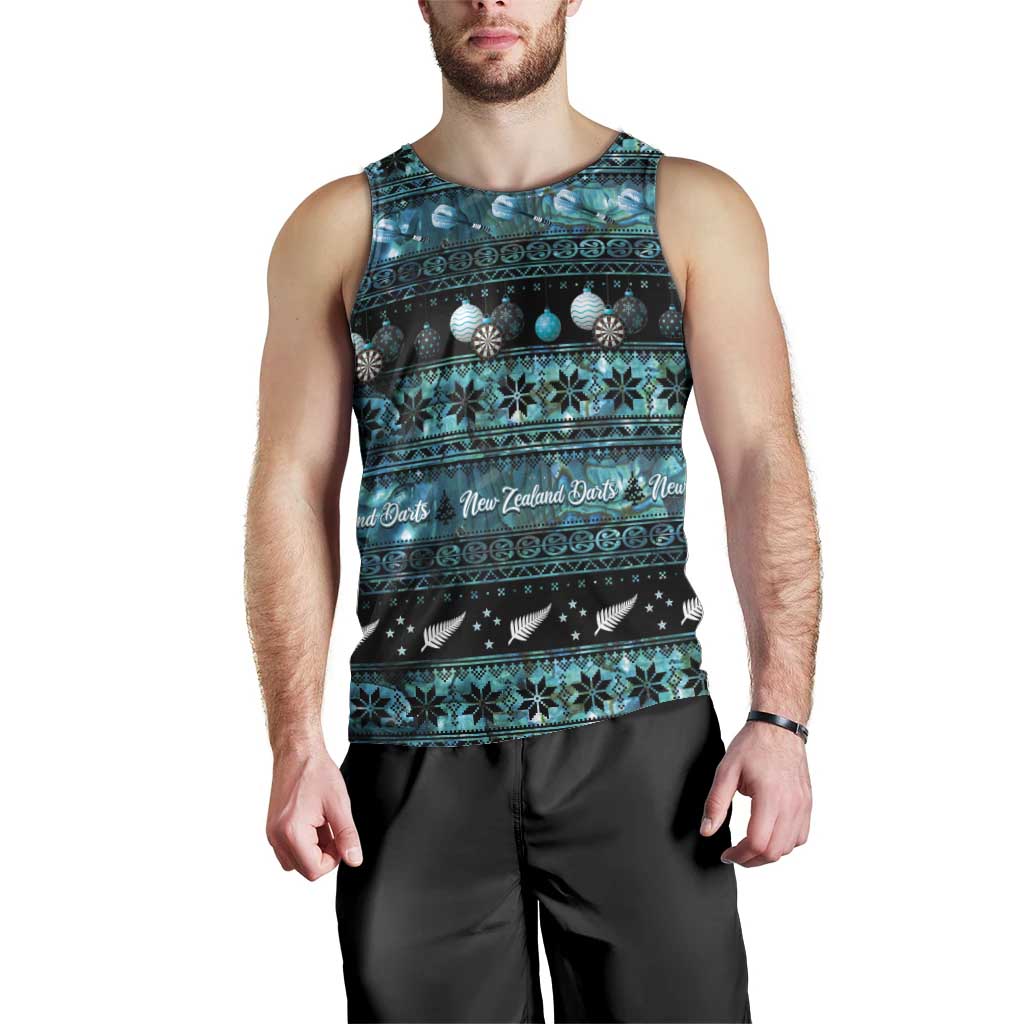 New Zealand Darts Christmas Men Tank Top Merry Xmas Aotearoa Maori Paua Shell LT14 - Polynesian Pride