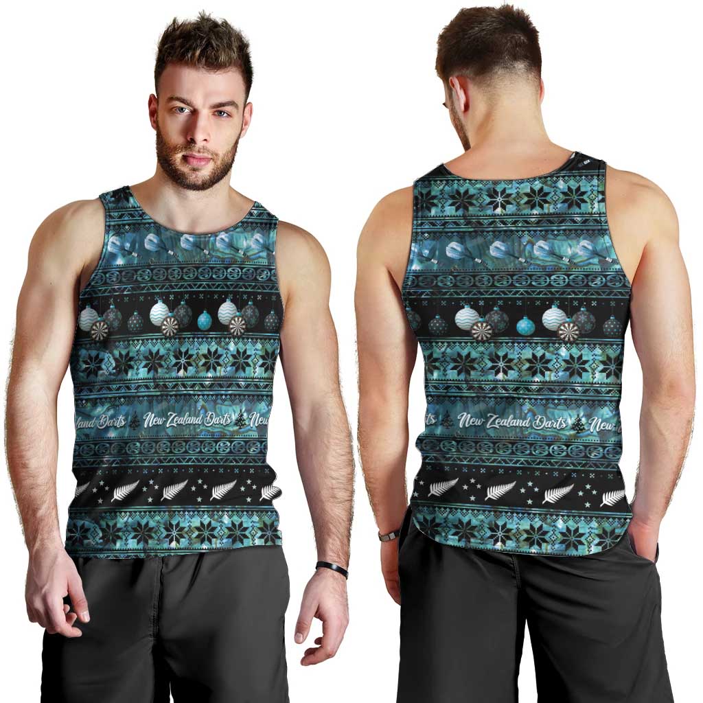 New Zealand Darts Christmas Men Tank Top Merry Xmas Aotearoa Maori Paua Shell LT14 - Polynesian Pride