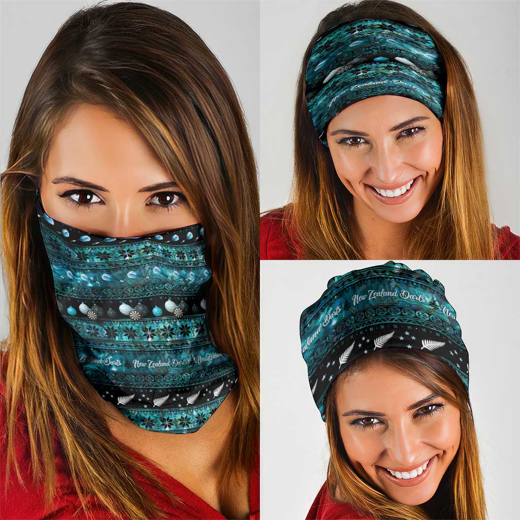 New Zealand Darts Christmas Neck Gaiter Merry Xmas Aotearoa Maori Paua Shell - Polynesian Pride