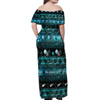 New Zealand Darts Christmas Off Shoulder Maxi Dress Merry Xmas Aotearoa Maori Paua Shell LT14 - Polynesian Pride