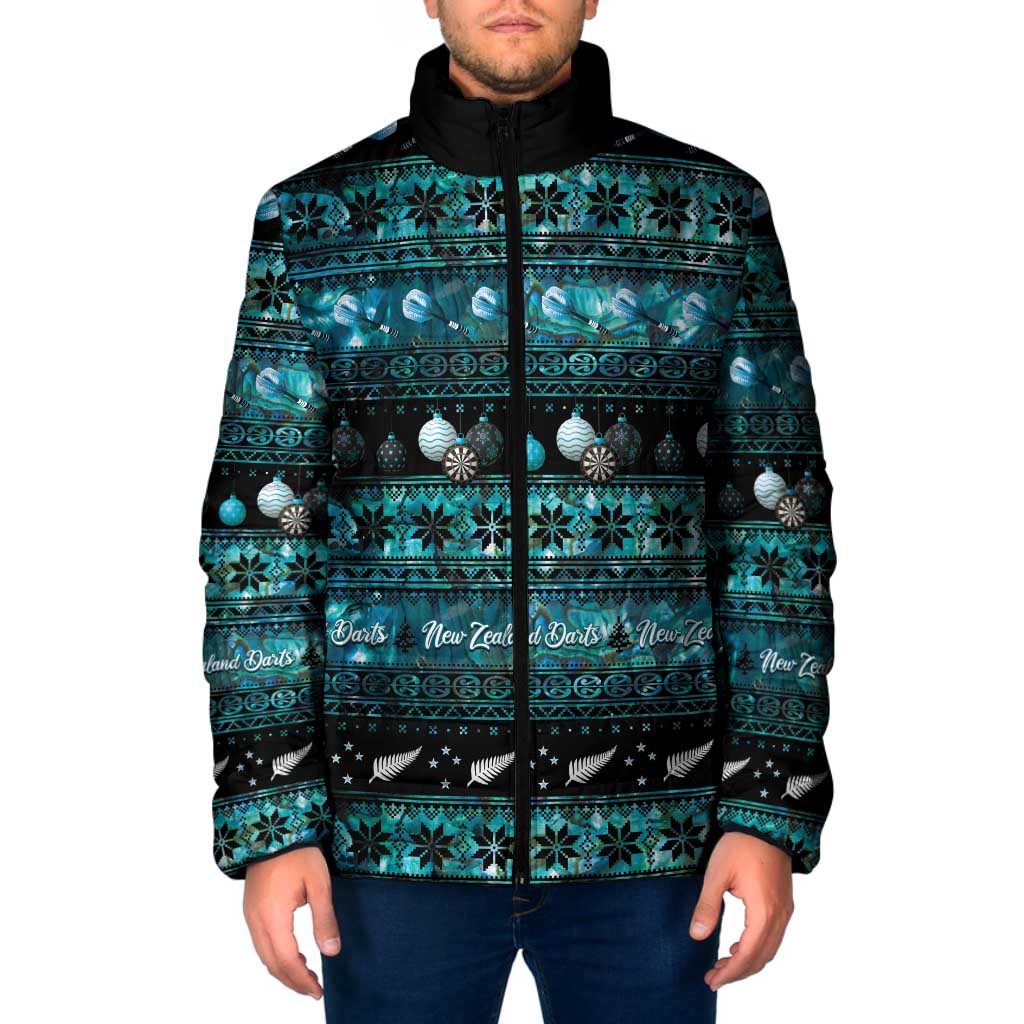 New Zealand Darts Christmas Padded Jacket Merry Xmas Aotearoa Maori Paua Shell - Polynesian Pride